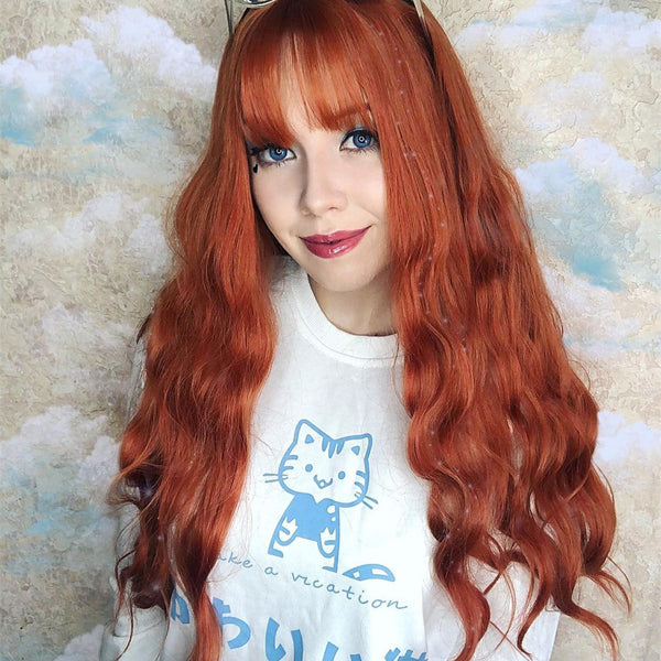 Cute orange curly hair wig yc20659