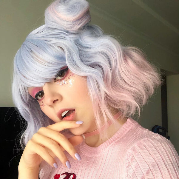 Lolita blue pink mixed wig yc20675