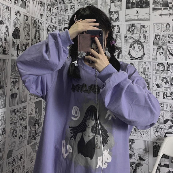 Dark Anime Girl Sweatshirt  YC24133