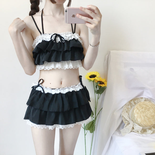 Cute suspenders swimsuit twinset yc21111