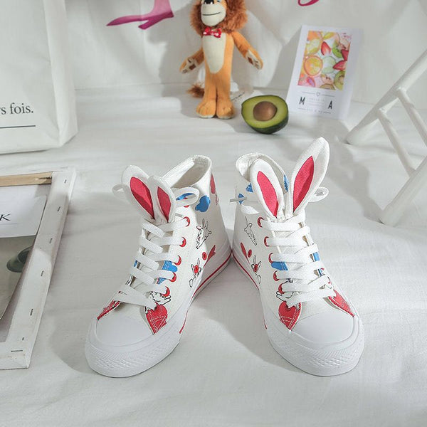 ulzzang cute rabbit ear canvas shoes yc23555