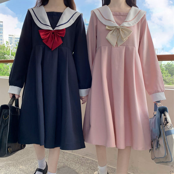 Japanese navy collar dress YC23988