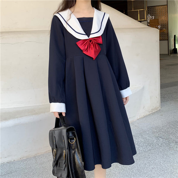 Japanese navy collar dress YC23988