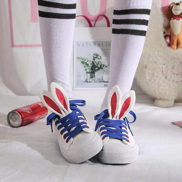 ulzzang cute rabbit ear canvas shoes yc23555