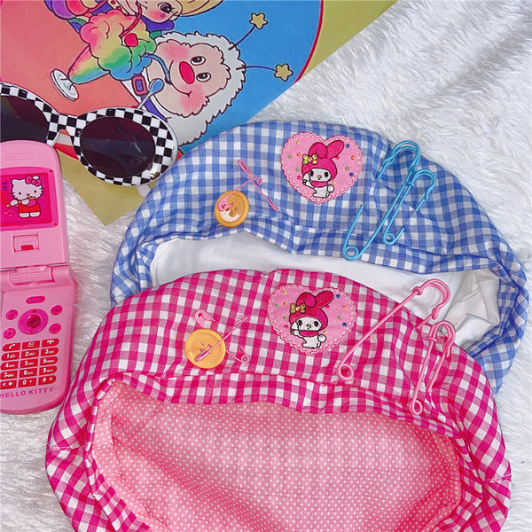 Harajuku fashion sweet plaid beret yc23598