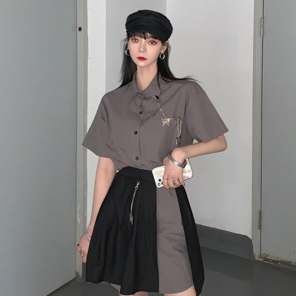Summer fashion shirt skirt set yc23163