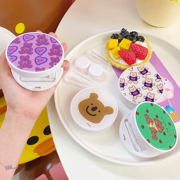 Cute style bear pattern contact lens case yc23316