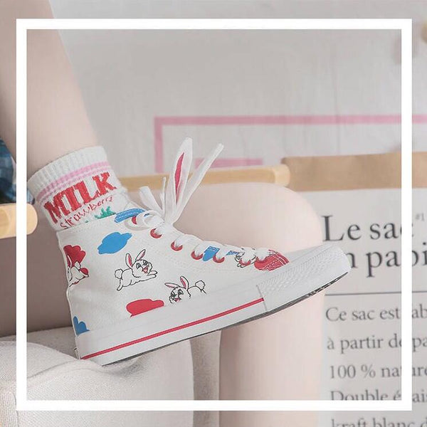 ulzzang cute rabbit ear canvas shoes yc23555