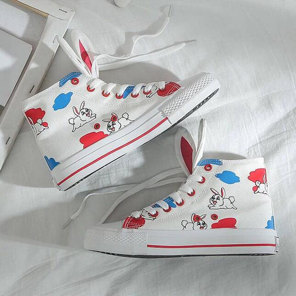 ulzzang cute rabbit ear canvas shoes yc23555
