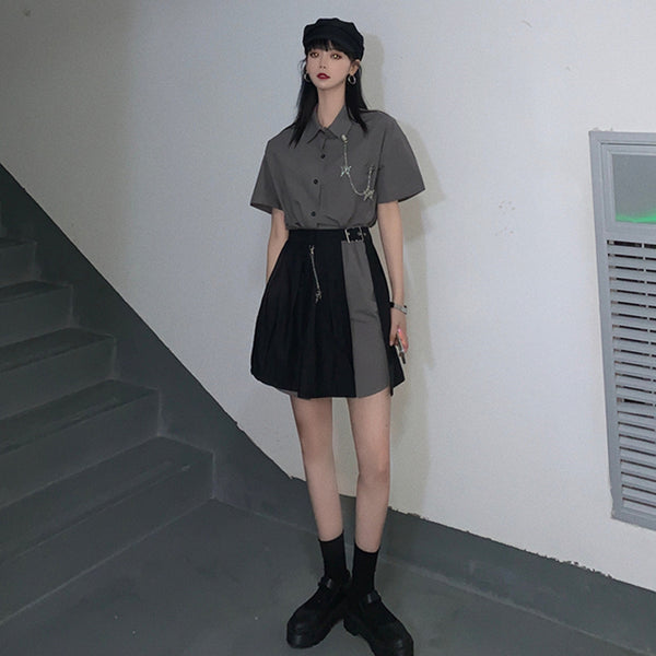Summer fashion shirt skirt set yc23163