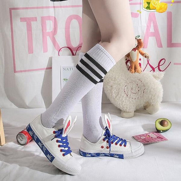 ulzzang cute rabbit ear canvas shoes yc23555