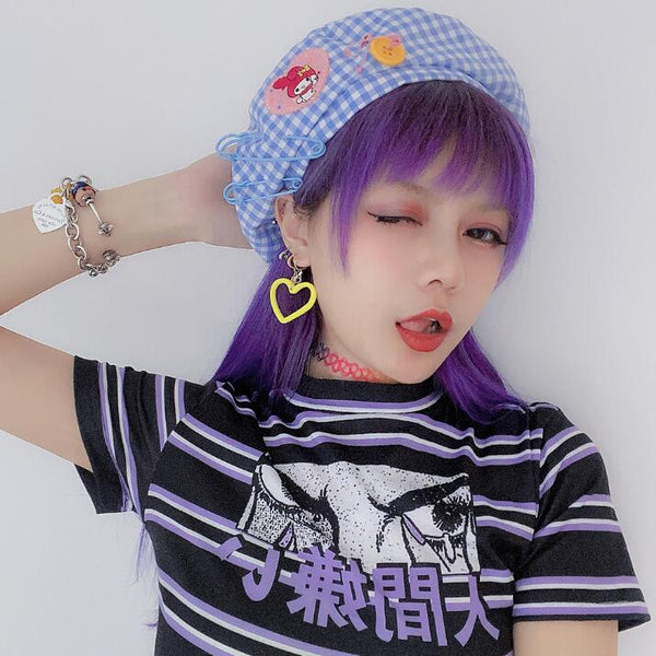 Harajuku fashion sweet plaid beret yc23598