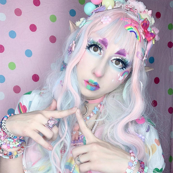 Harajuku  macaron double horsetail wig     YC21413