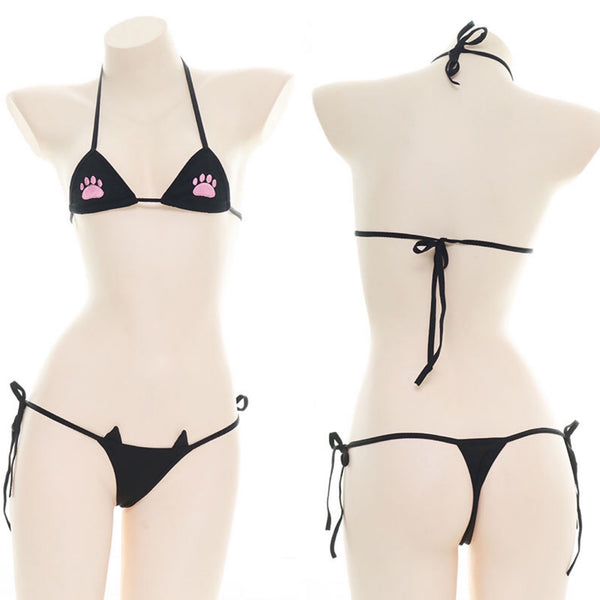 cat paw embroidered bikini yc24759
