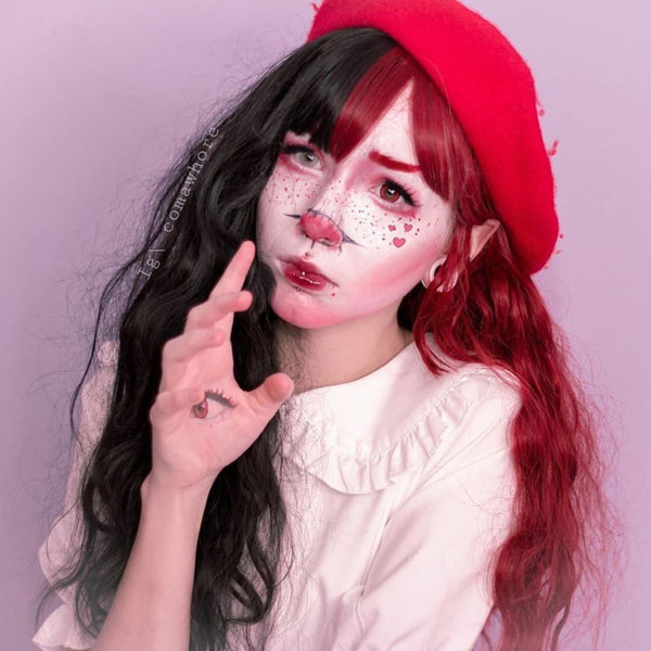 Lolita red black wool roll wig YC21511
