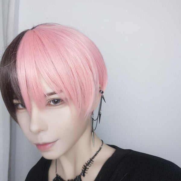 Harajuku brown pink short wig yc23101