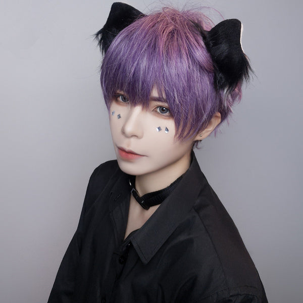 Japanese pink purple short wig YC24010