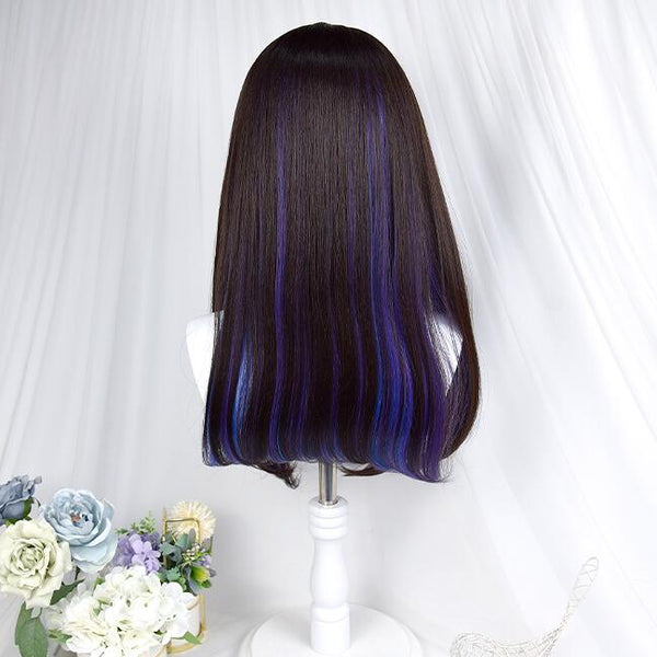 lolita black blue purple wig YC24039