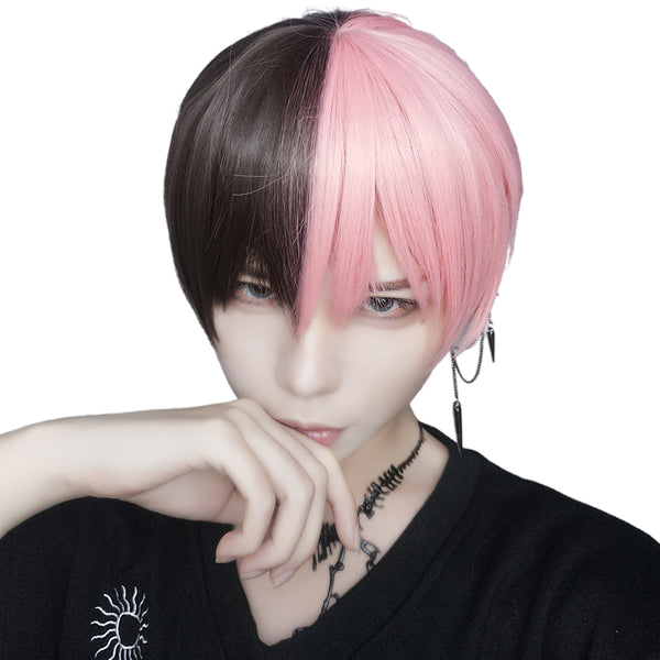 Harajuku brown pink short wig yc23101