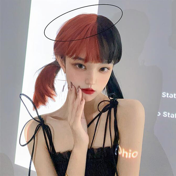 Fashion daily orange black mixed color wig yc23492