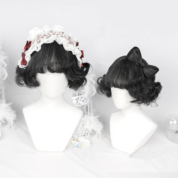 Lolita Bow Short Curly Wig yc21156