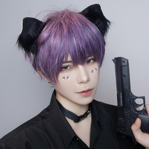 Japanese pink purple short wig YC24010