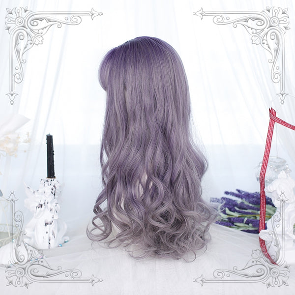 Harajuku Purple Grey Curly Wig yc23802