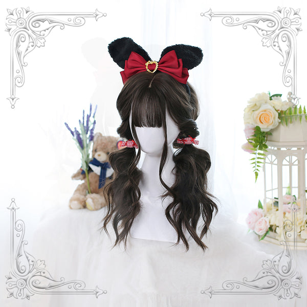 lolita brown long curly wig yc22834