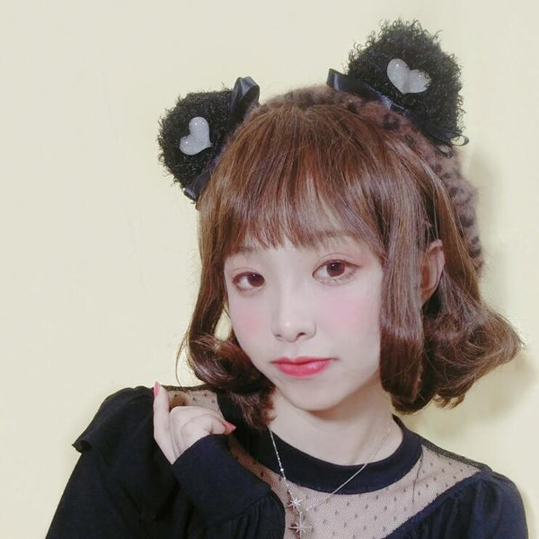 Japanese Style Leopard Print Cat Ear Beret yc23315