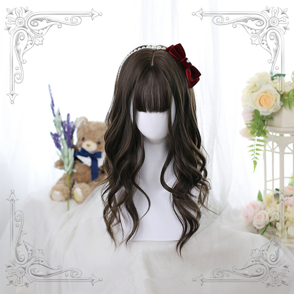 lolita brown long curly wig yc22834