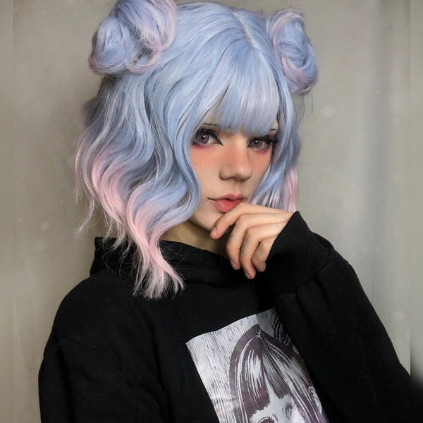 Lolita blue pink mixed wig yc20675