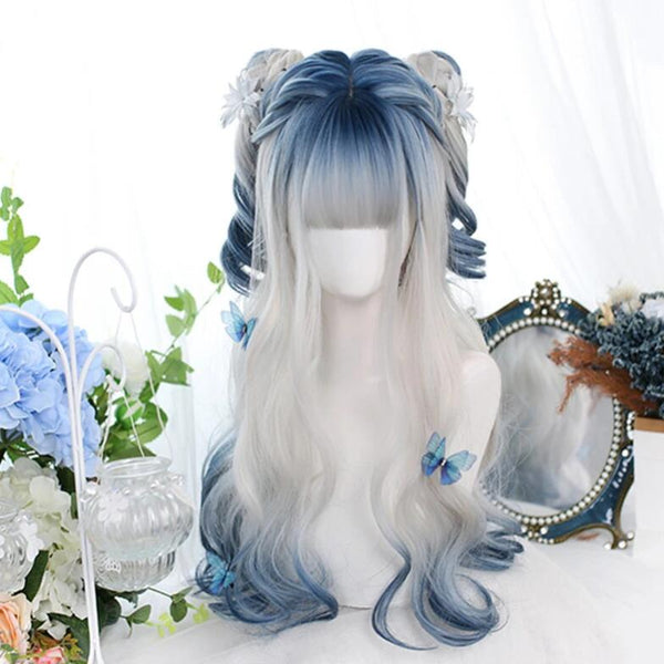 lolita blue gray long wig yc22823