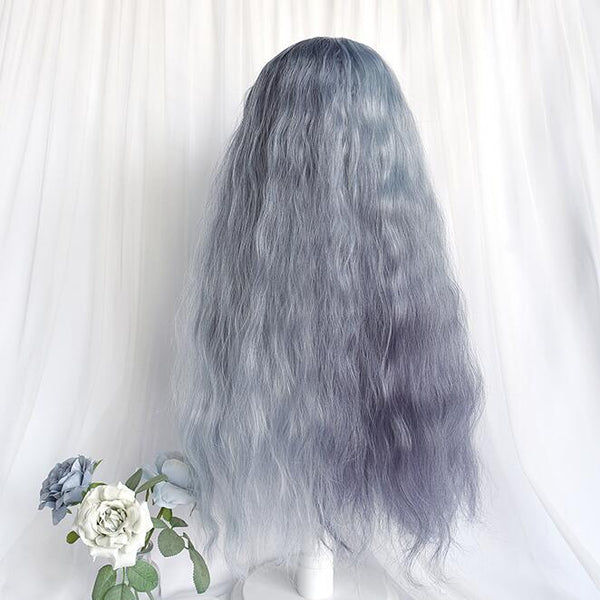 Dark dark gray light gray long curly hair YC24040