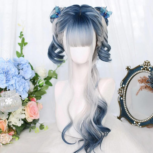 lolita blue gray long wig yc22823