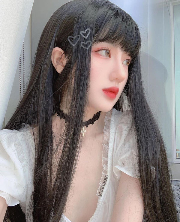 Cute lolita cos black wig (gift Hair net) YC20260