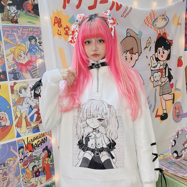 Harajuku cartoon girl bow sweater YC24022