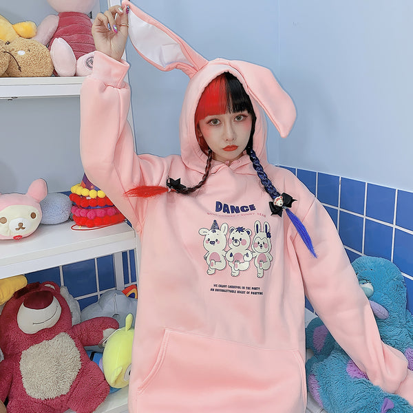 Harajuku cartoon rabbit hooded sweater yc23816