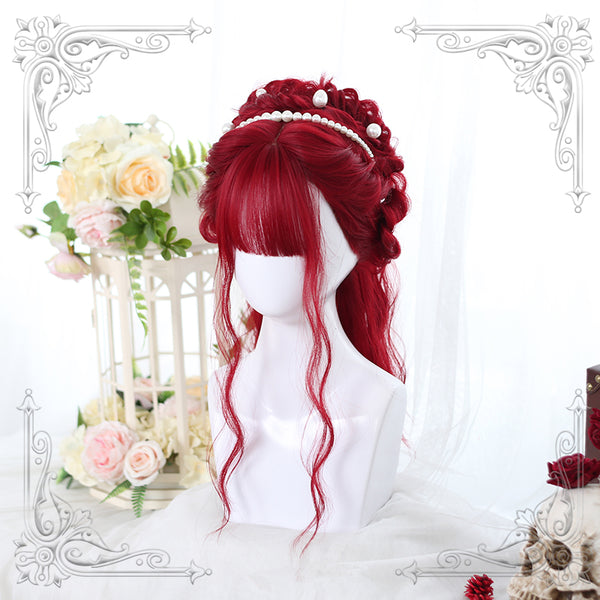 Harajuku red long curly wig yc22829