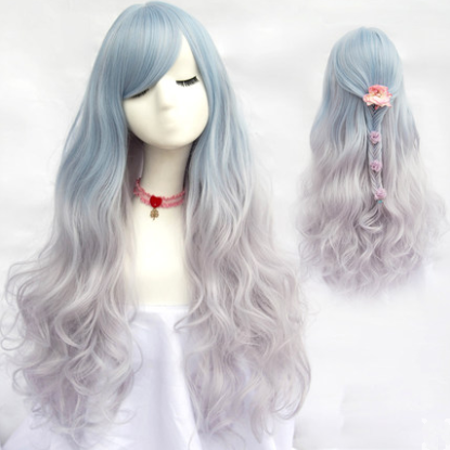 Lolita gray blue wig (gift Hair net) YC20216