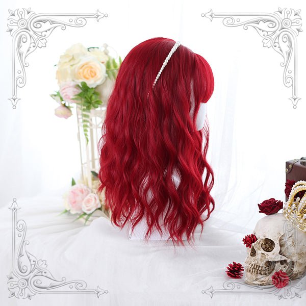 Harajuku red long curly wig yc22829