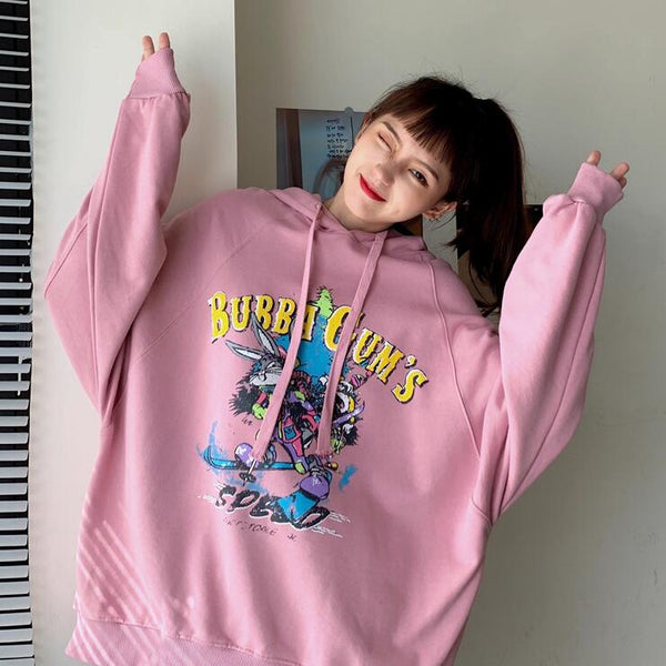 Harajuku Fashion Rabbit Print Hoodie Sweatshirt yc23464