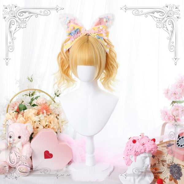 Lolita golden short curly wig YC24396