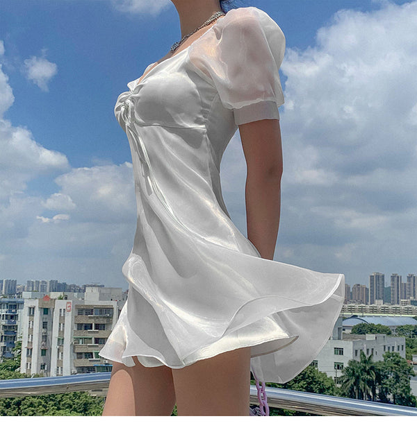 Vintage mesh lace-up dress yc50173