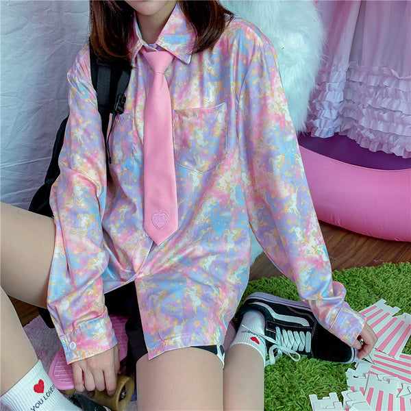 Gradient Unicorn Long Sleeve Shirt YC22017