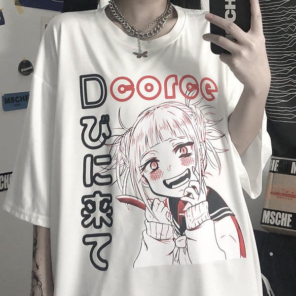 ins anime print short-sleeved T-shirt YC24378