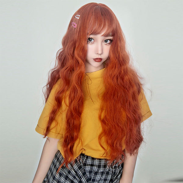 Cute orange curly hair wig yc20659