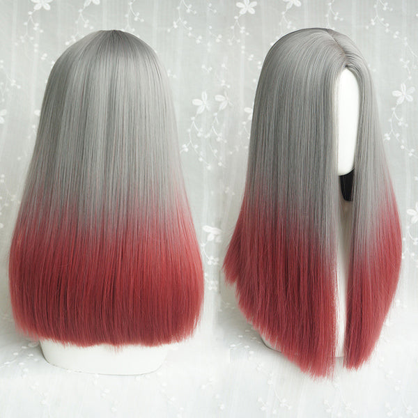 Cute gray-pink gradient wig yc20660