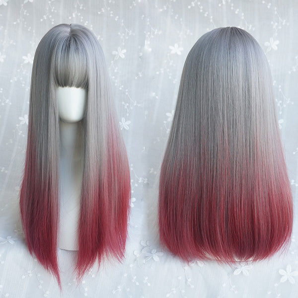 Cute gray-pink gradient wig yc20660