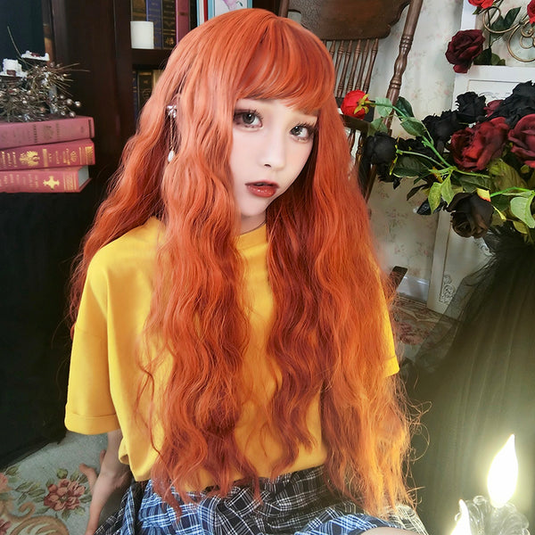 Cute orange curly hair wig yc20659