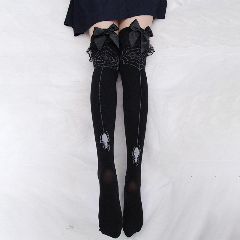 Harajuku sexy lace bow high socks YC21201 – anibiu